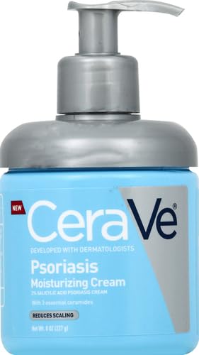 CeraVe Moisturizing Cream for Psoriasis Treatment, With Salicylic Acid for Dry Skin Itch Relief & Urea for Moisturizing, Fragrance Free & Allergy Tested, 8 Oz