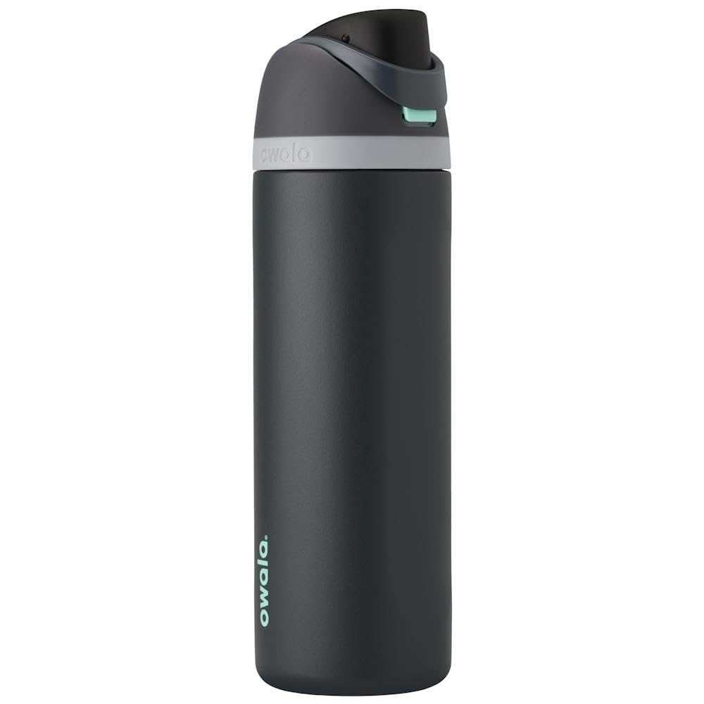 Owala FreeSip Insulated Stainless Steel Water Bottle with Straw, BPA-Free Sports Water Bottle, Great for Travel, 24 Oz, Black Cherry