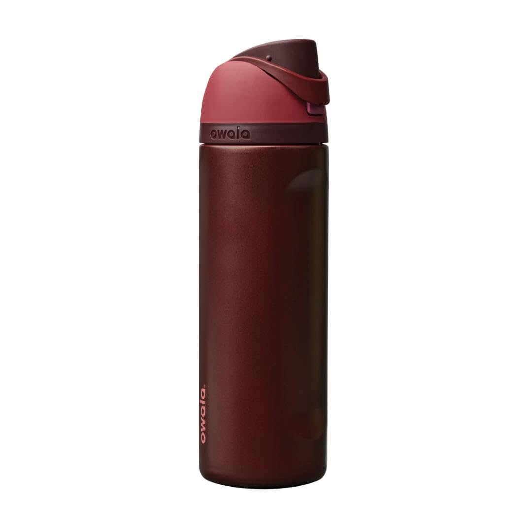 Owala FreeSip Insulated Stainless Steel Water Bottle with Straw, BPA-Free Sports Water Bottle, Great for Travel, 24 Oz, Very, Very Dark | Insulated, with Straw, for Sports, Travel, and School, BPA-Free