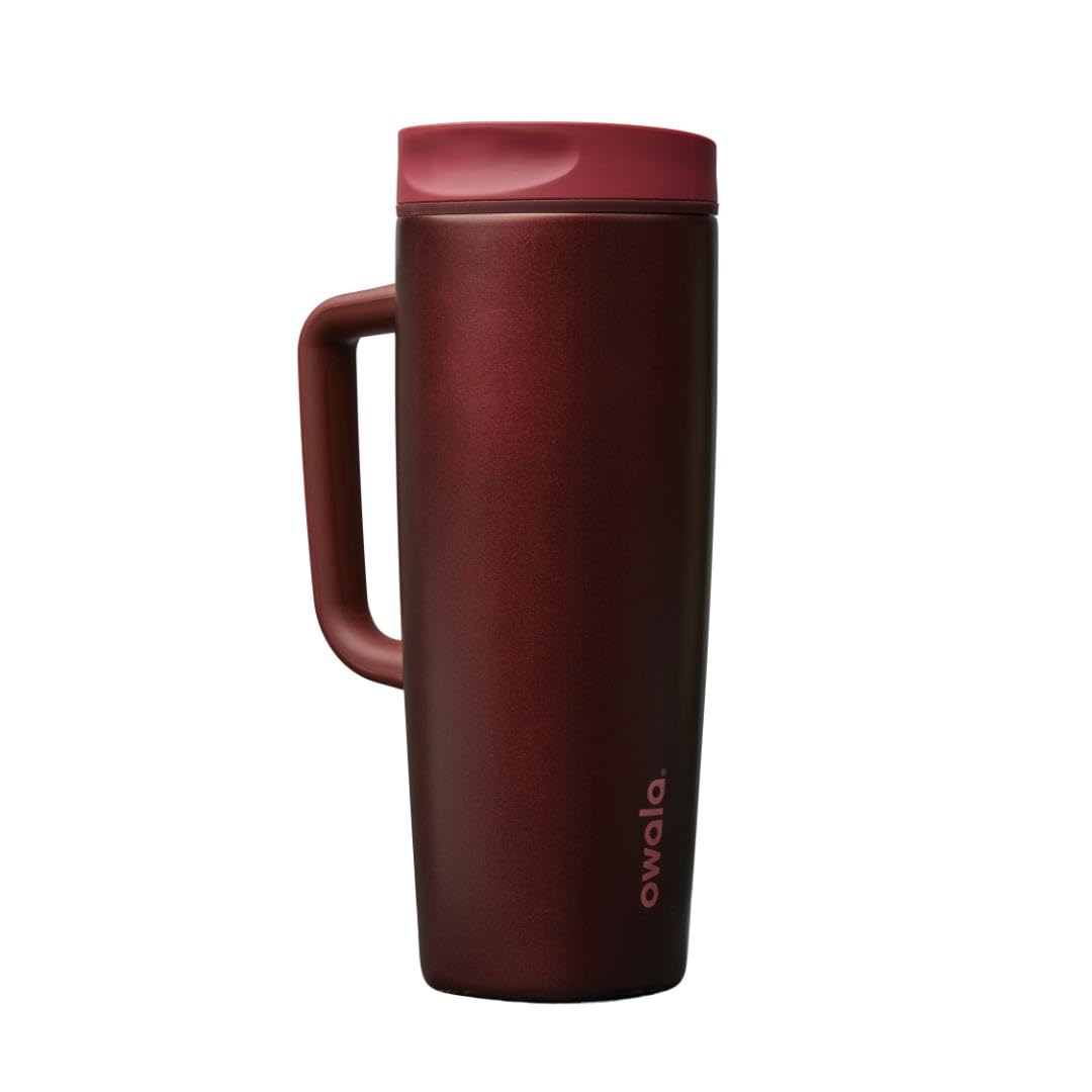 Owala SmoothSip Slider Insulated Stainless Steel Coffee Tumbler, Reusable Iced Coffee Cup, Hot Coffee Travel Mug, BPA Free 20 oz, In Bloom