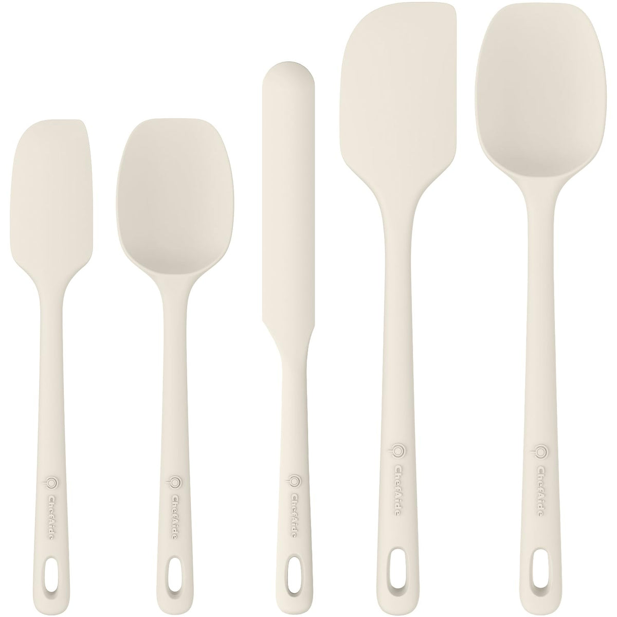 5 Pieces Silicone Spatula Set, Food Grade Rubber Spatula, Upgrade Strong Handle with Ergonomic Grip, Heat Resistant Up to 600°F for Nonstick Cookware, Cooking