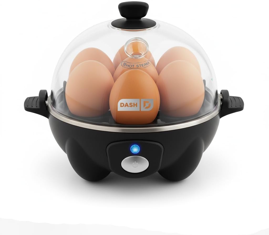 DASH Electric Rapid Egg Cooker for Hard Boiled/Poached/Scrambled Eggs or Omelets with Auto Shut-Off Feature, Black, 7 Egg Capacity