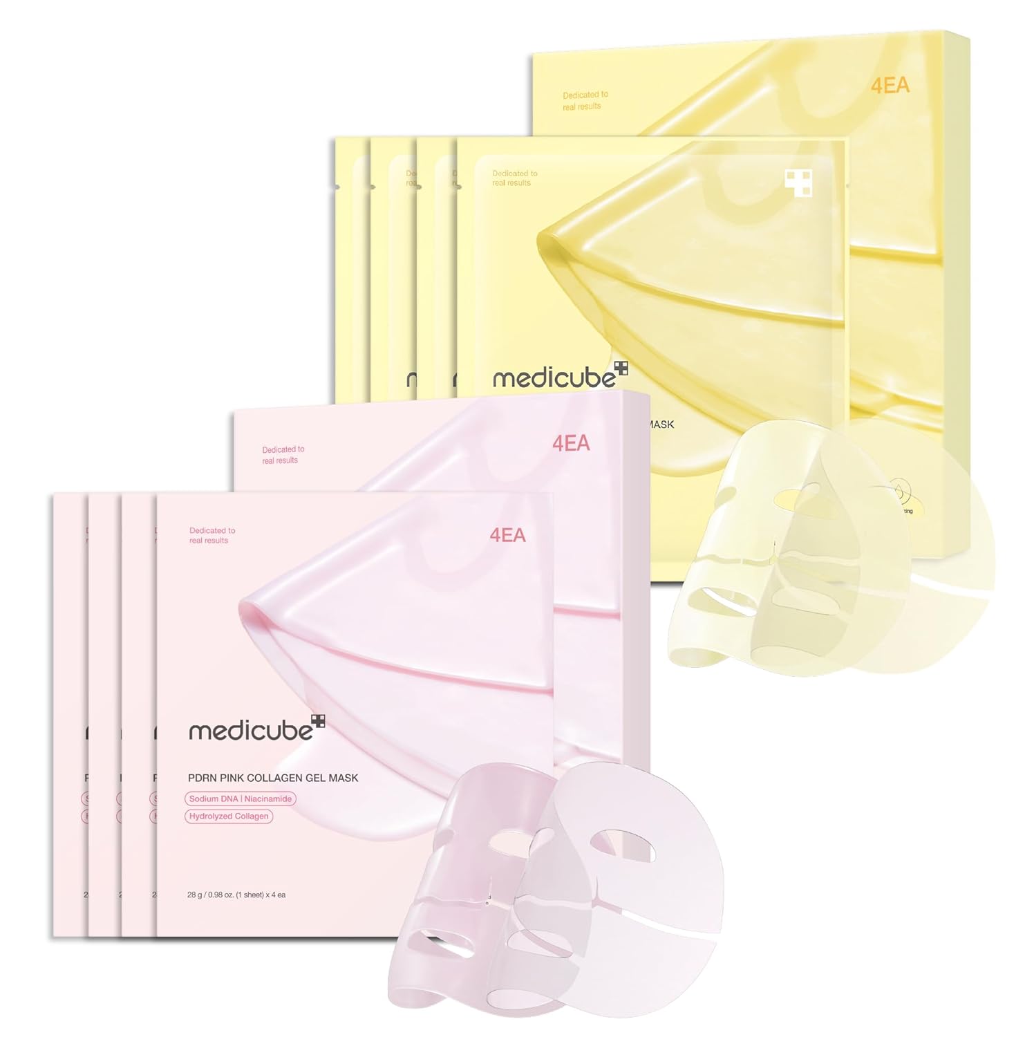 medicube Jelly Gel Mask with Salmon DNA PDRN Pink Collagen | Overnight Face Mask for Glass Glow Skin | Elasticity, Hydrating, Firming and Moisturizing | Korean Skincare, 28g x 4ea