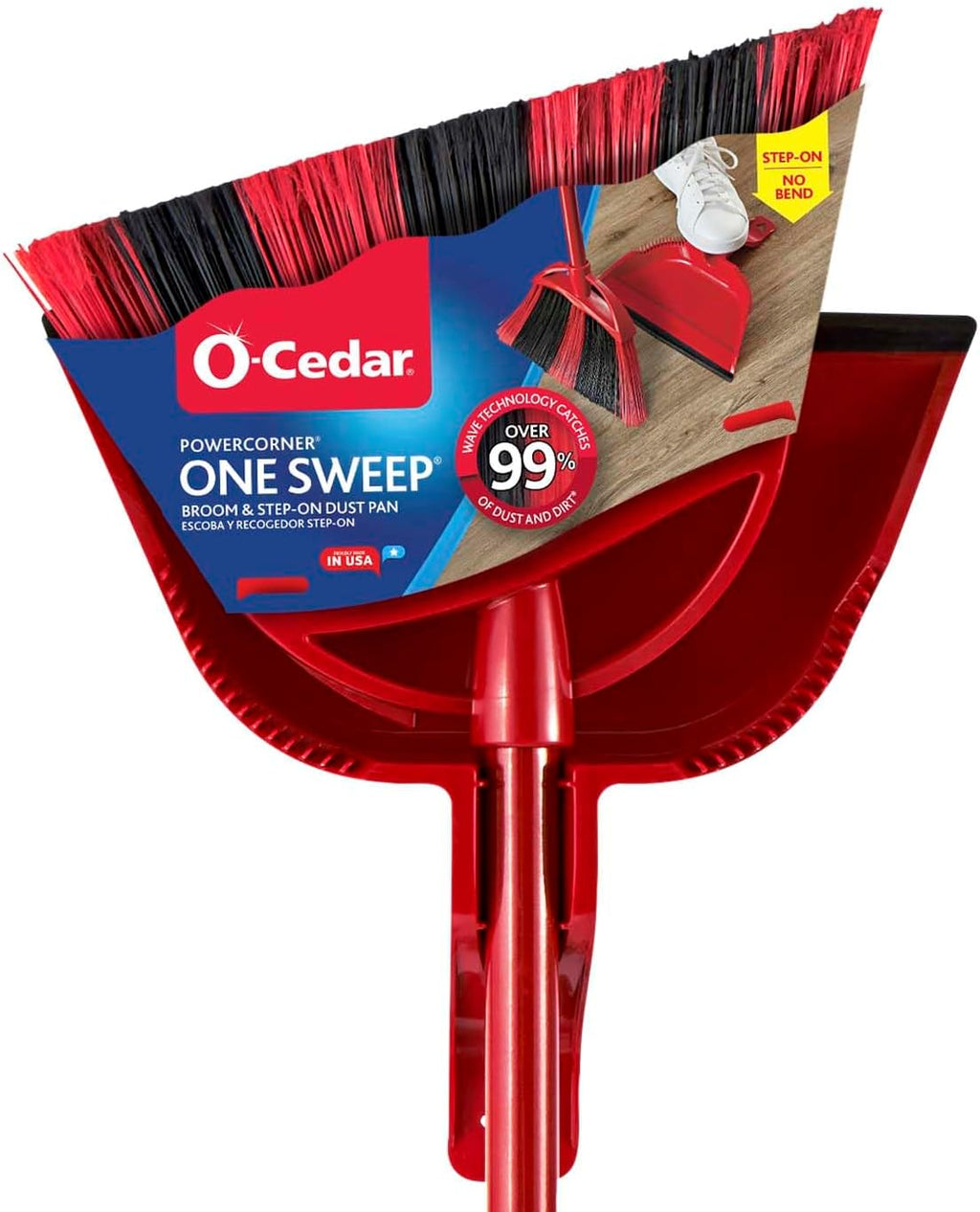 O-Cedar Sweep Broom with Step-On Dustpan | Remove 99% with One Sweep | Lightweight Quiet Cleaning Tool | Ideal for Pet Owners