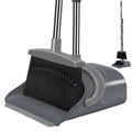 Broom and Dustpan Set for Home, Broom and Dustpan Combo for Office, Long Handle Broom with Upright Standing Dust pan,Indoor&Outdoor Sweeping (Gray&Orange)