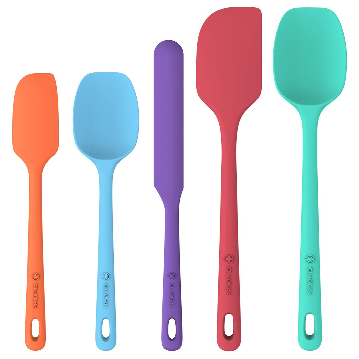 5 Pieces Silicone Spatula Set, Food Grade Rubber Spatula, Upgrade Strong Handle with Ergonomic Grip, Heat Resistant Up to 600°F for Nonstick Cookware, Cooking