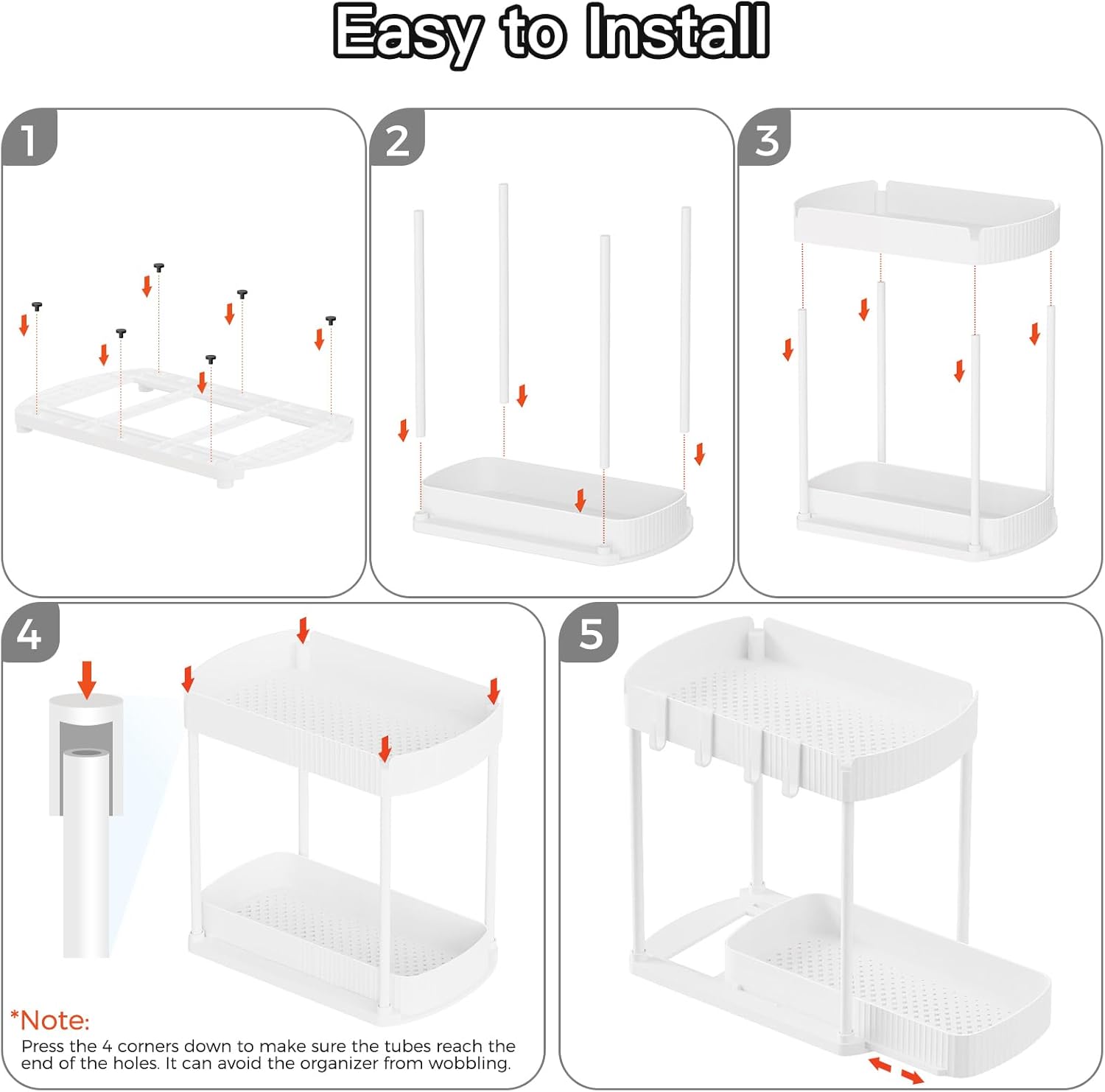 2 Pack Multi-Purpose Pull-Out Storage Organizers, Under Sink & Cabinet Storage, 12.8 Inch, White