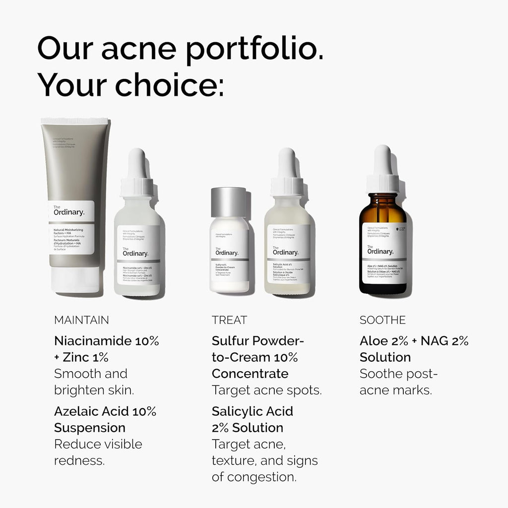 The Ordinary Sulfur 10% Powder-to-Cream Acne Spot Treatment Concentrate, Reduces Pimple Size and Zit Redness, 0.18 Oz