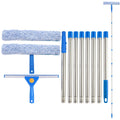 Window Cleaning Kit with Bucket 3 Gallon, 14" Window Squeegee and 15" Scrubber with 61" Long Handle, Professional Window Washing Equipment Cleaner Tool for Home Outdoor Commercial Use
