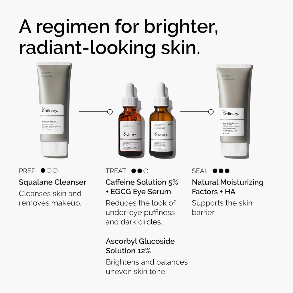 The Ordinary Caffeine Solution 5% + EGCG Eye Serum, Depuffing Eye Serum for Dark Circles and Tired Eyes