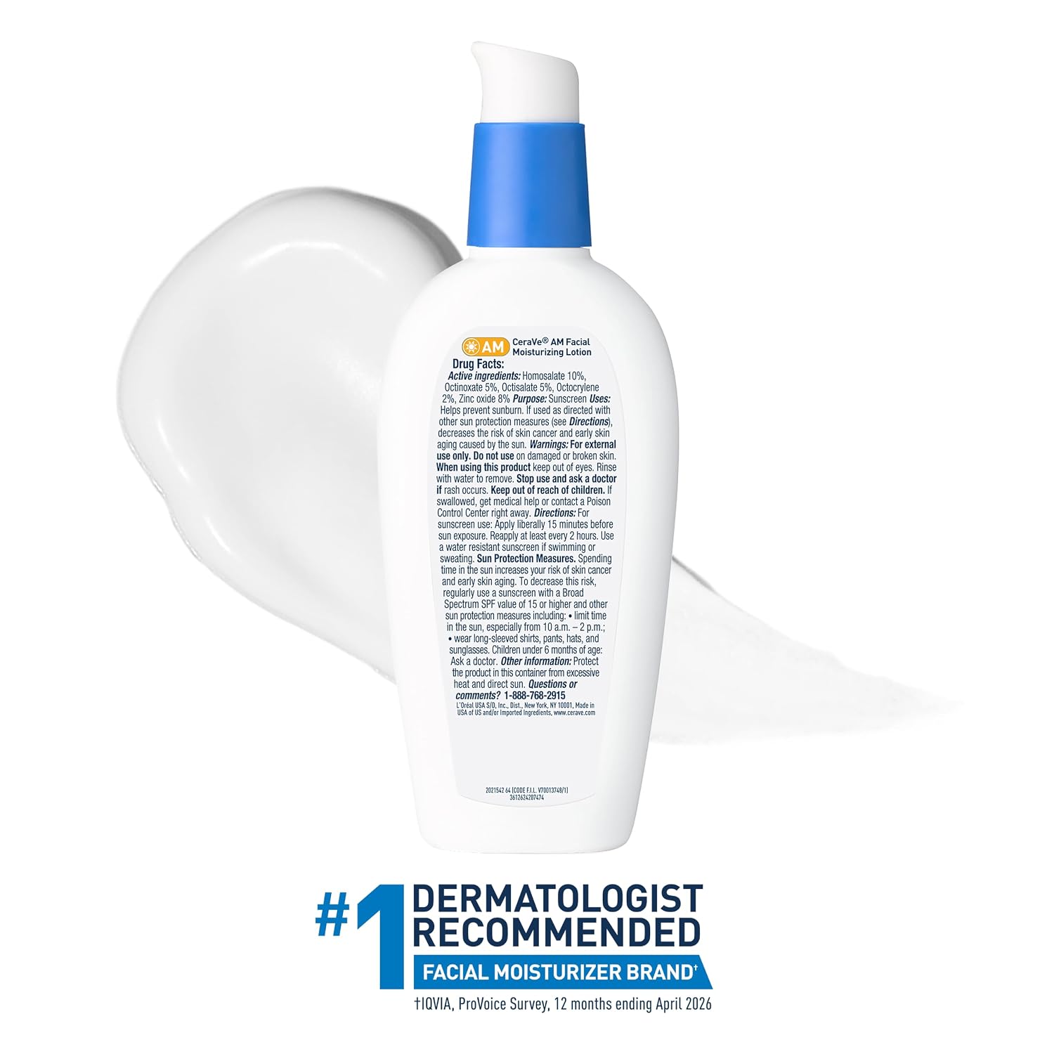 CeraVe AM Facial Moisturizing Lotion with SPF 30, Oil-Free Face Moisturizer with SPF, Formulated with Hyaluronic Acid, Niacinamide & Ceramides, Non-Comedogenic, Broad Spectrum Sunscreen, 3 Ounce