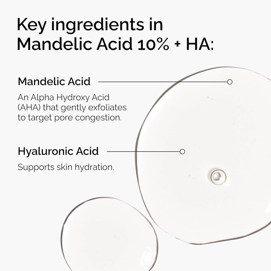 The Ordinary Mandelic Acid 10% + Hyaluronic Acid, Gentle Exfoliating Serum for Clarity and Hydration, 1 Fl Oz