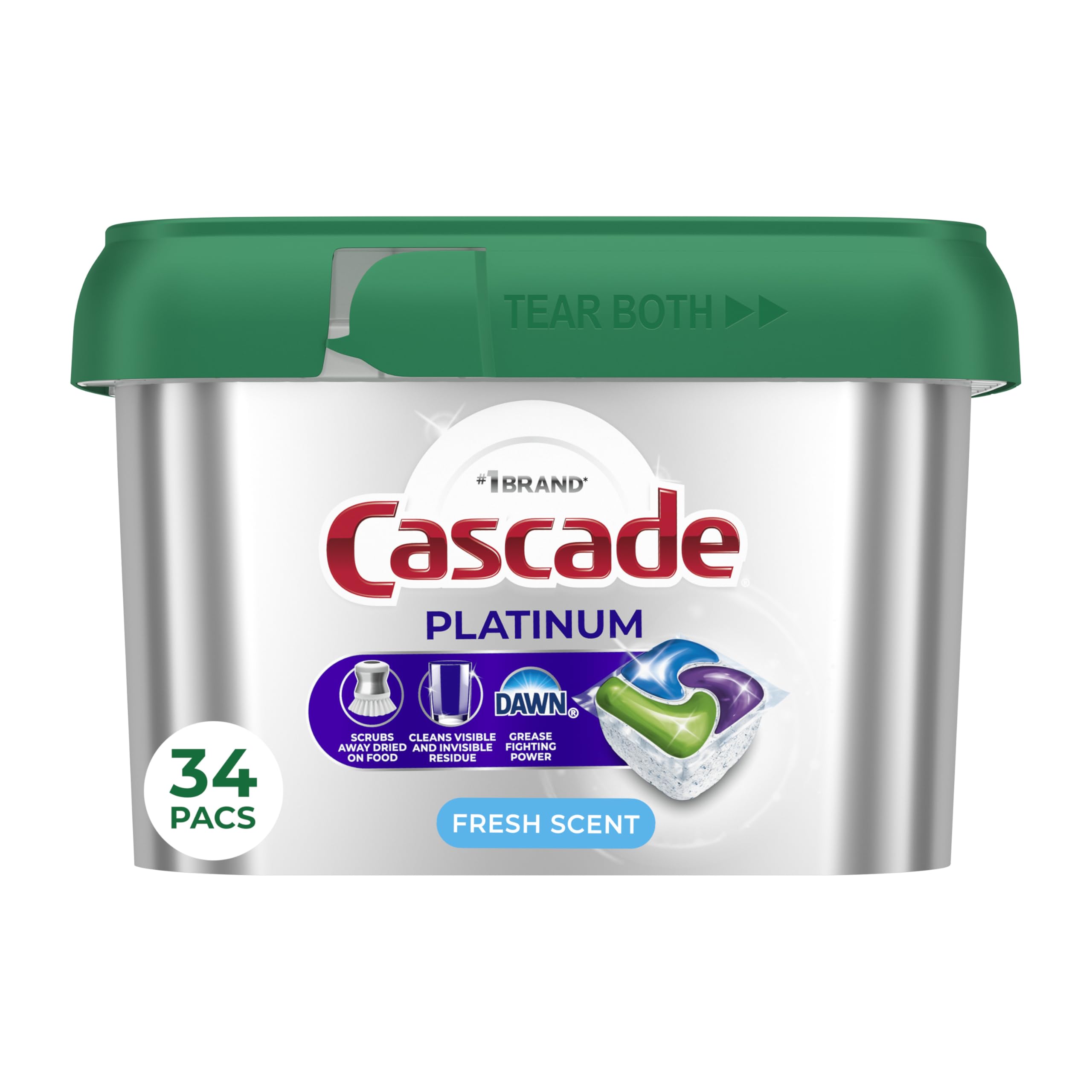 Cascade Platinum Dishwasher Pods, Dishwasher Detergent, Dish Detergent Soap, Fresh, 71 count