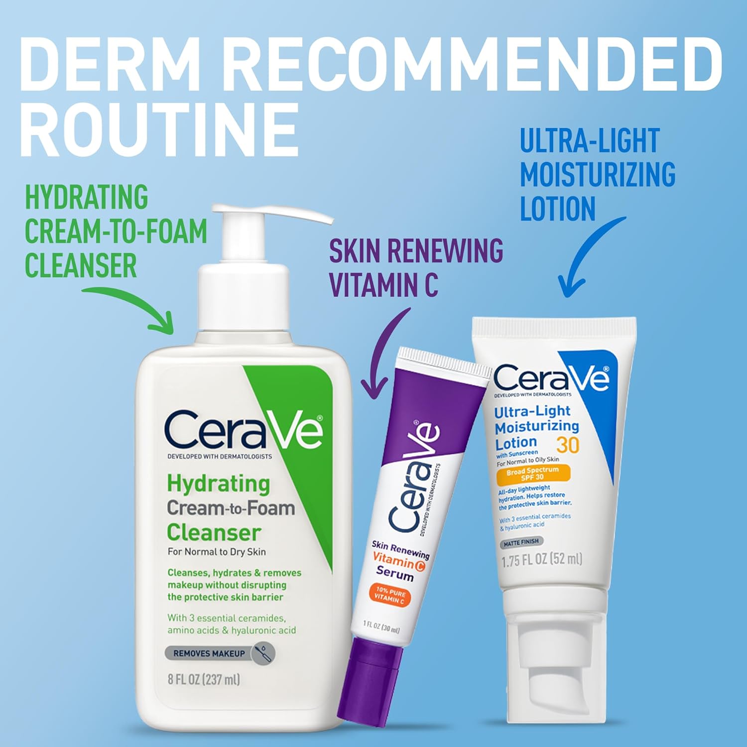 CeraVe Ultra-Light Moisturizing Lotion With SPF 30, Daily Face Moisturizer with SPF, Formulated with Hyaluronic Acid & Ceramides, Broad Spectrum SPF, Oil Free, Matte Finish, 1.7 Ounce