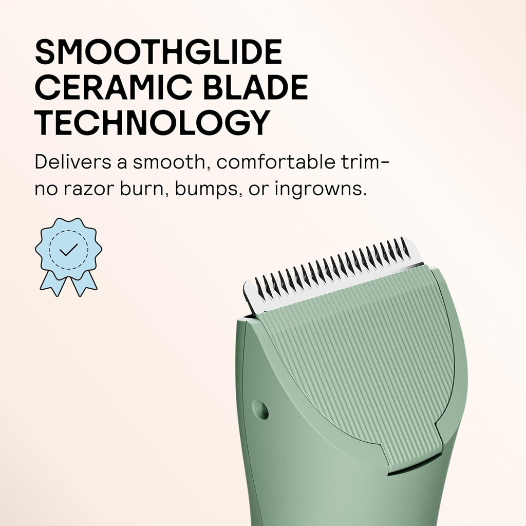 MERIDIAN The Trimmer Original - Body Hair Trimmer for Men, Electric Shaver for Pubic Hair, Chest, Legs & Bikini, Waterproof & Rechargeable, Sage