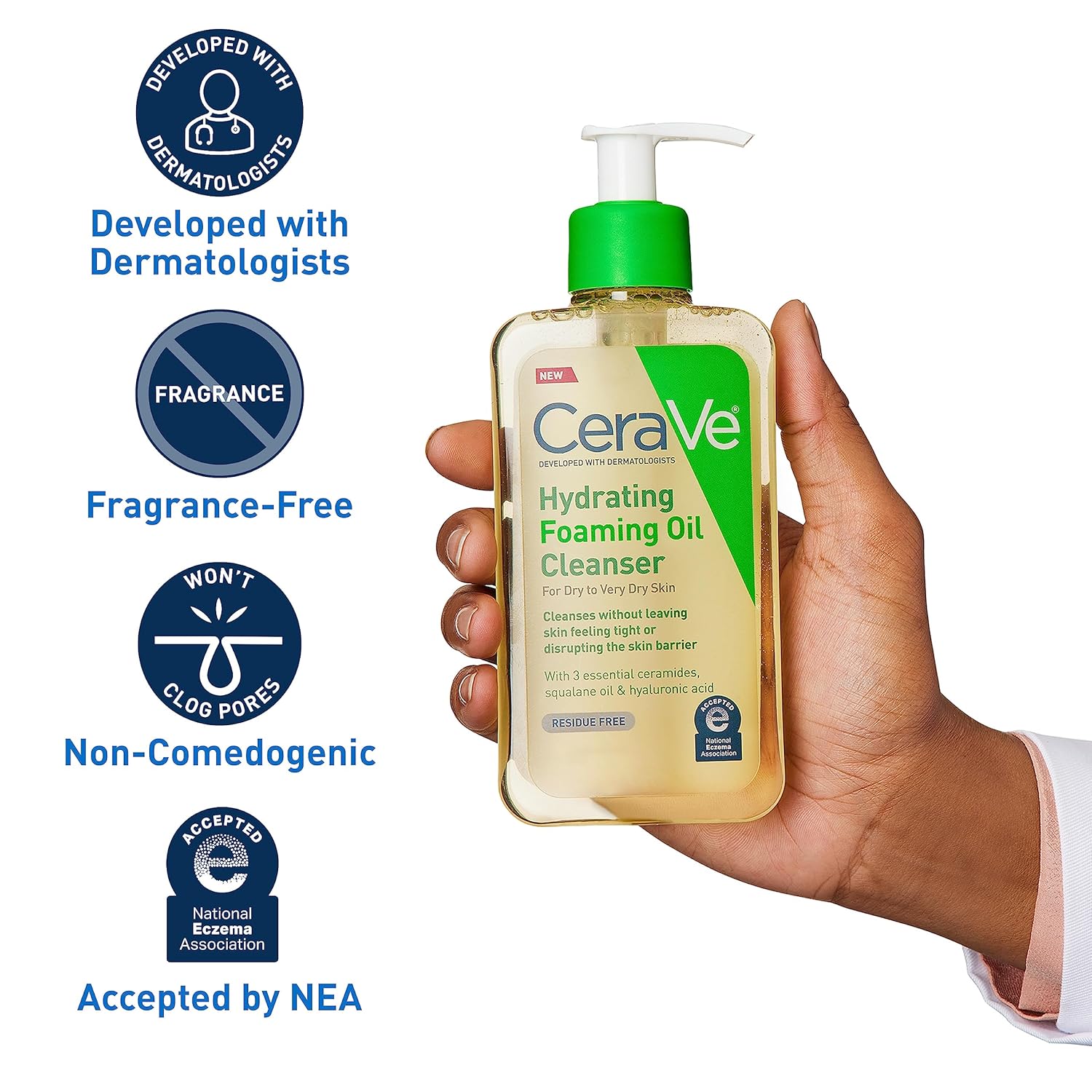 CeraVe Hydrating Foaming Oil Facial Cleanser with Hyaluronic Acid, 8oz