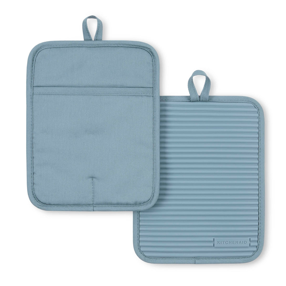 KitchenAid Ribbed Soft Silicone Pot Holder 2-Pack Set, Milkshake Tan, 7"x9"