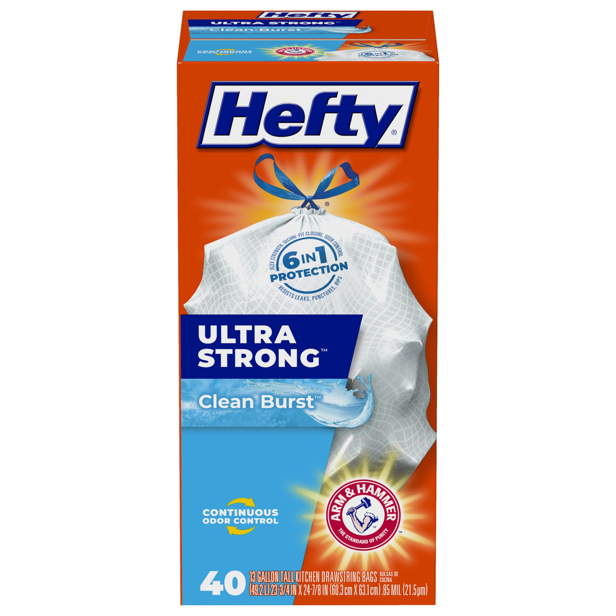 Hefty Ultra Strong Tall Kitchen Trash Bags, Lavender & Sweet Vanilla Scent, 13 Gallon, 80 Count