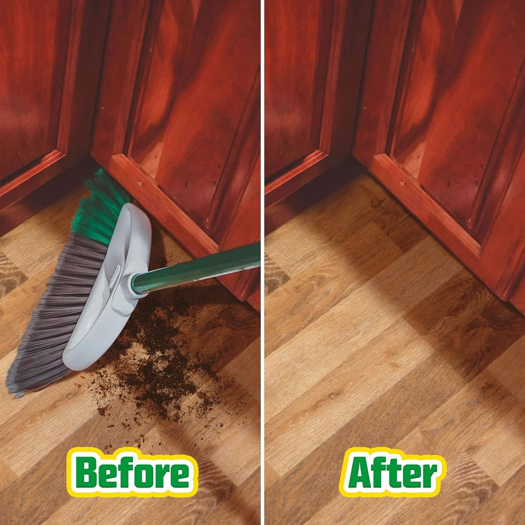 Libman FlexTech Broom with Dustpan Combo Set for Sweeping Indoor and Outdoor Floors, Pet, Dog Hair Broom, 55” Precision Angle Broom, 3 Piece Handle, 11" Wide, 10.25" Wide Dust Pan