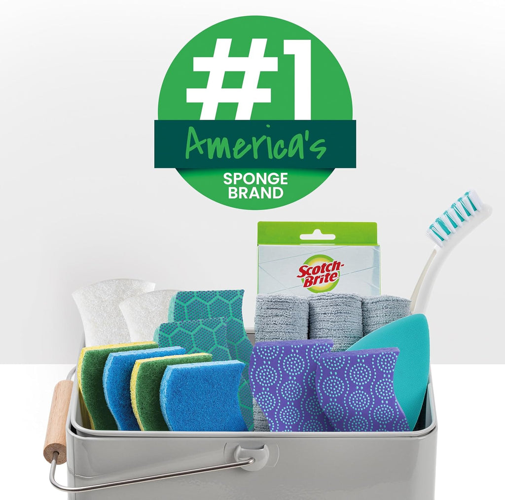 Scotch-Brite Heavy Duty Scrub Sponge, 6 Kitchen Sponges Designed for Tough Messes in the Kitchen that Last 3X Longer*, Best for Cast Iron Skillets and Outdoor Grills, Flexible, Durable, and Strong