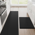StepRite Kitchen Mats, 2PCS Kitchen Rugs, Cushioned Anti Fatigue Kitchen Mats for Floor, Non-Slip Standing Desk Mat, Waterproof Kitchen Rug Set for Kitchen, Floor, Office, 17.3"x30"+17.3"x47", Black
