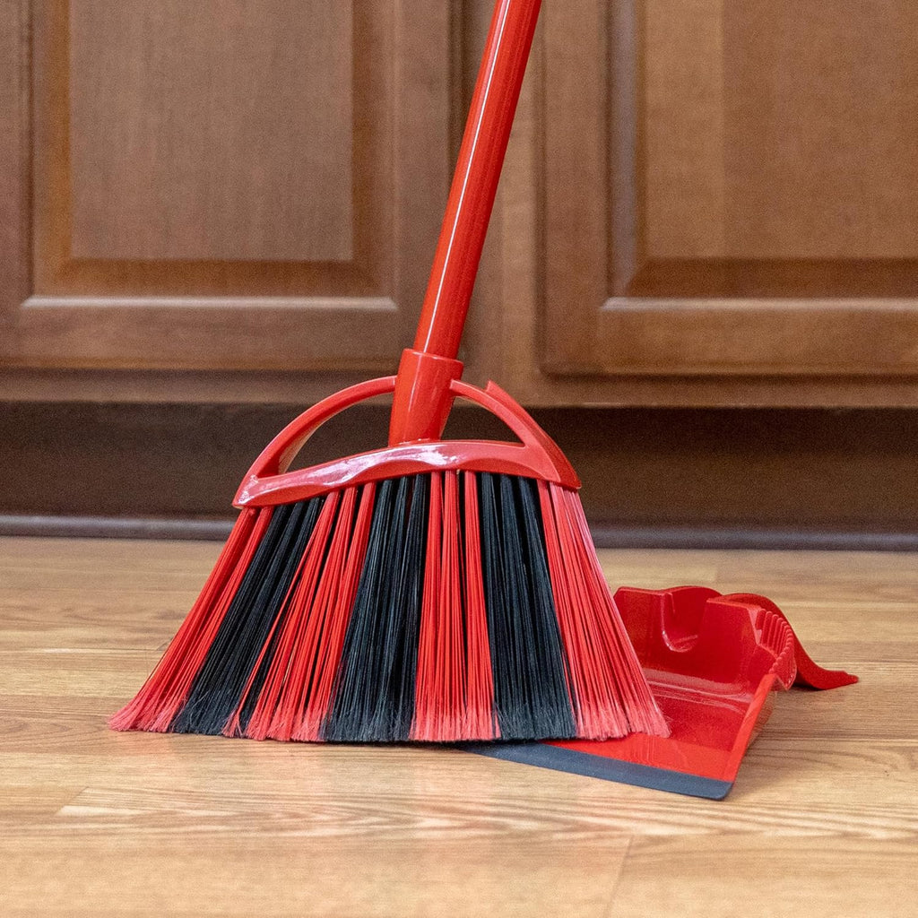 O-Cedar Sweep Broom with Step-On Dustpan | Remove 99% with One Sweep | Lightweight Quiet Cleaning Tool | Ideal for Pet Owners