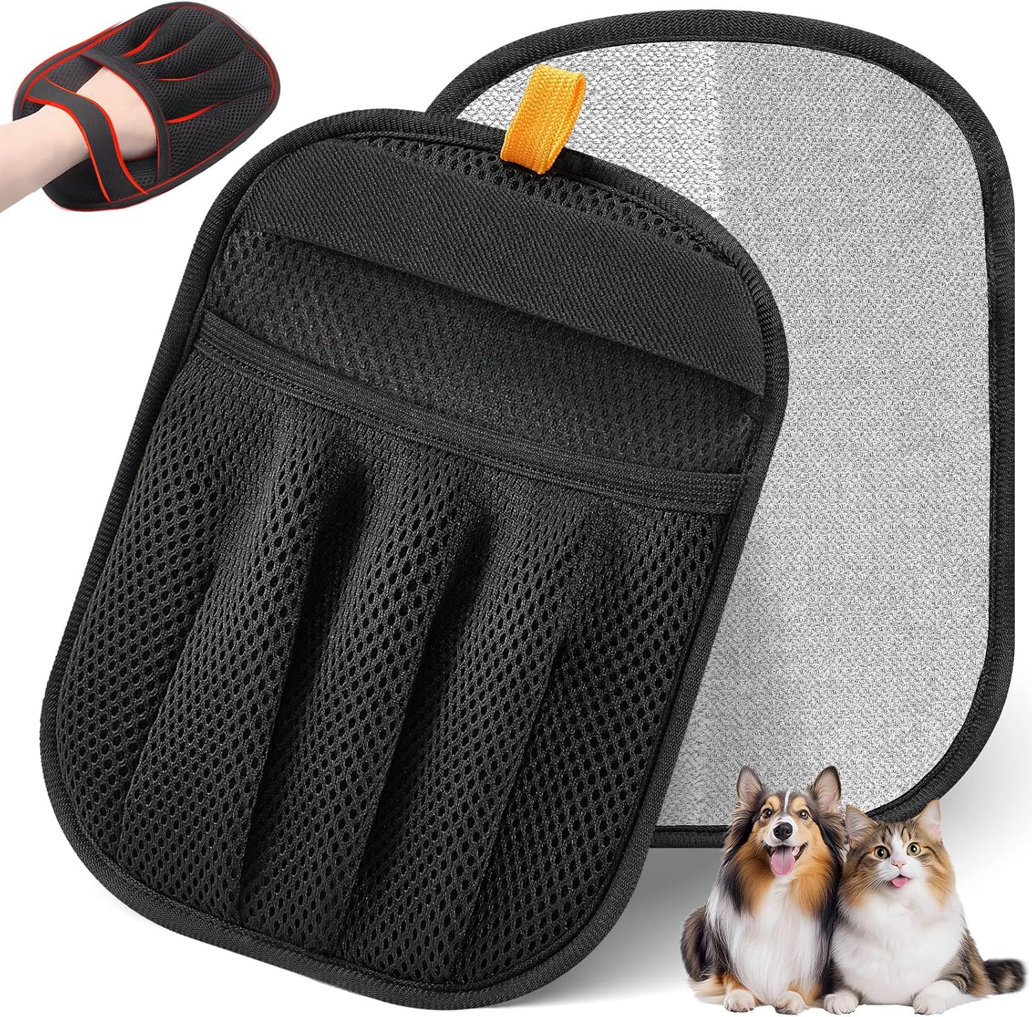 Pet Hair Removal Glove for Cats & Dogs, Upgraded Five-Finger Electrostatic Pet Hair Glove, Reusable Magic Brush Pet Hair Remover Tool for Laundry, Couch, Carpet, Car Seat